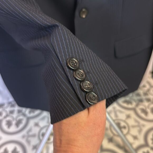 Hugo Boss Travel Seersucker Pin Stripe Stretch Blue Sports Jacket Size 40R C36 - Picture 5 of 12